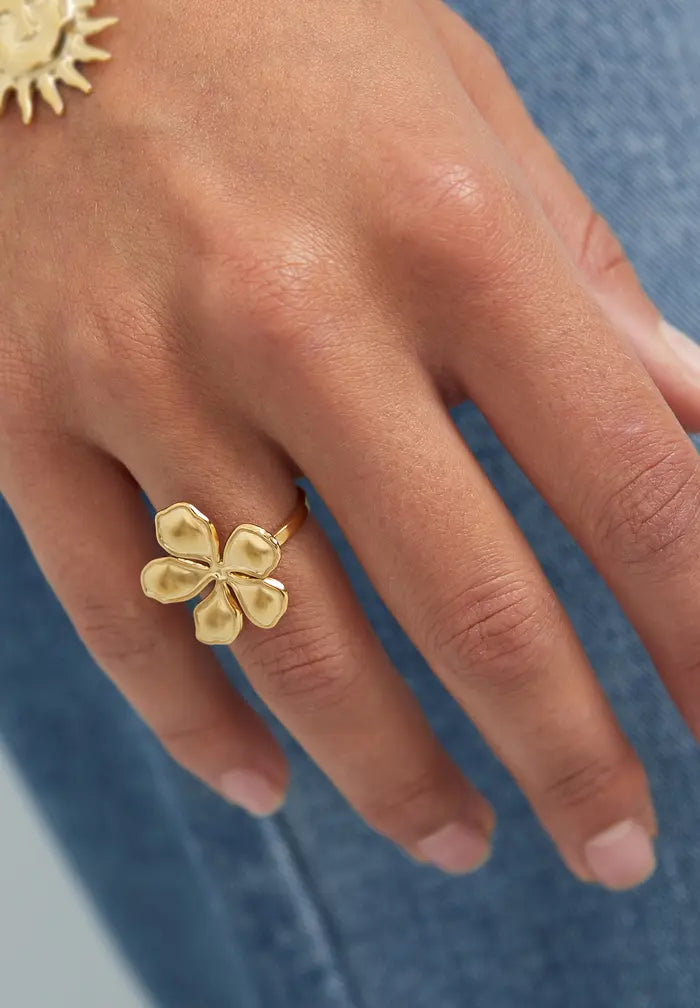 Bague ajustable fleur